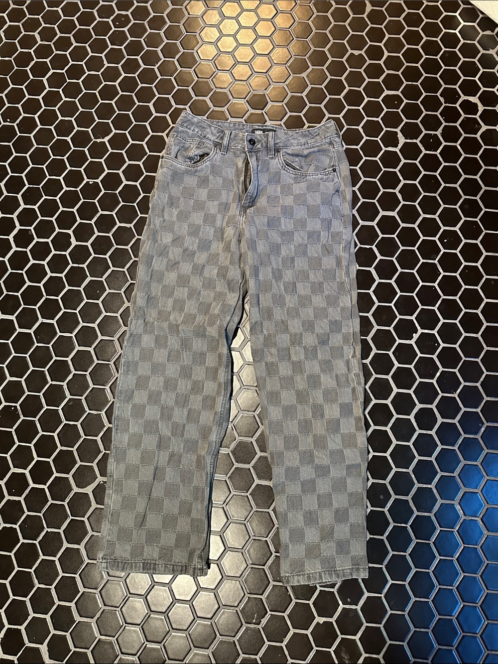 Vans Women's Gray Checkered Straight Jeans